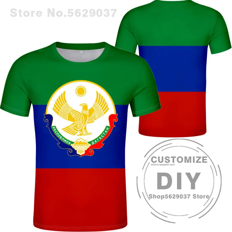 Dagestan Shirt Free Custom Made Name Number Makhachkala T-shirt Print Flag Diy Russian Russia Rossiya Kizlyar Khasavyurt Clothes