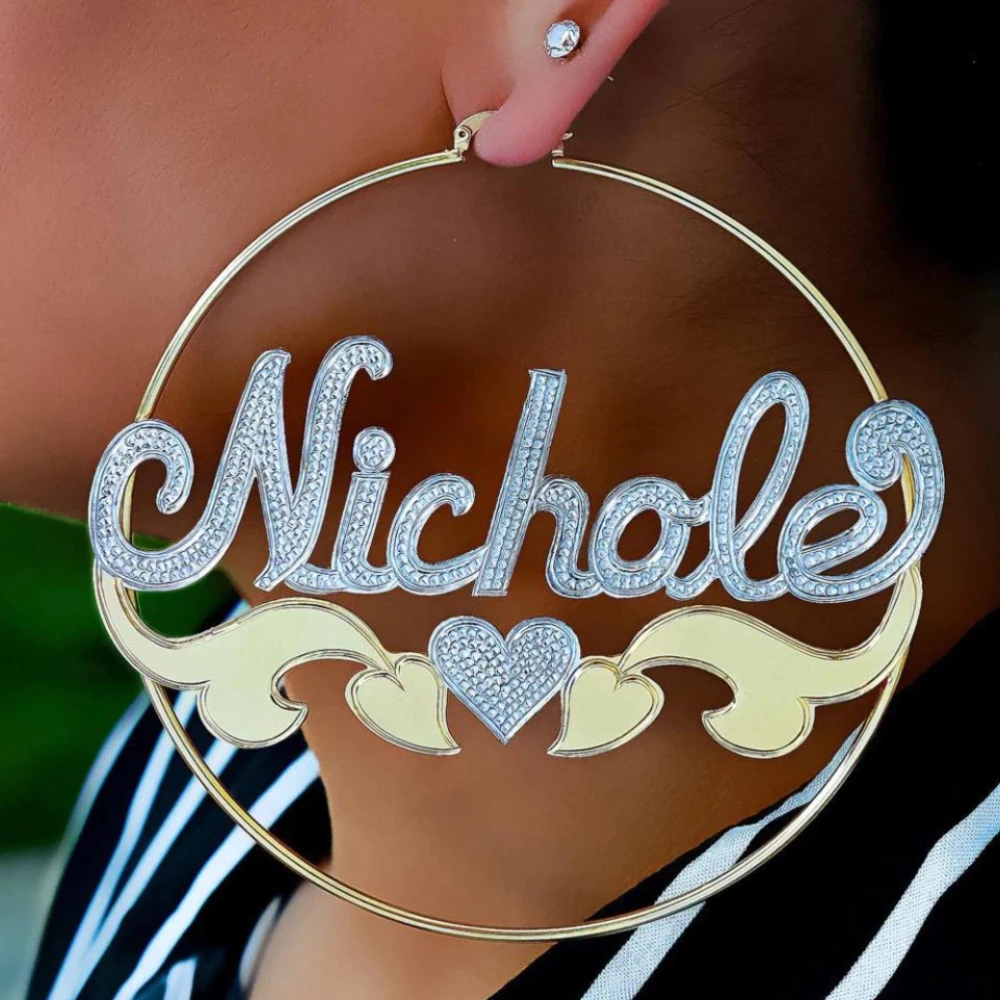 Fashion Gold Heart earrings Hoop Earrings for Women Custom Name Earrings 2020 Dropshipping