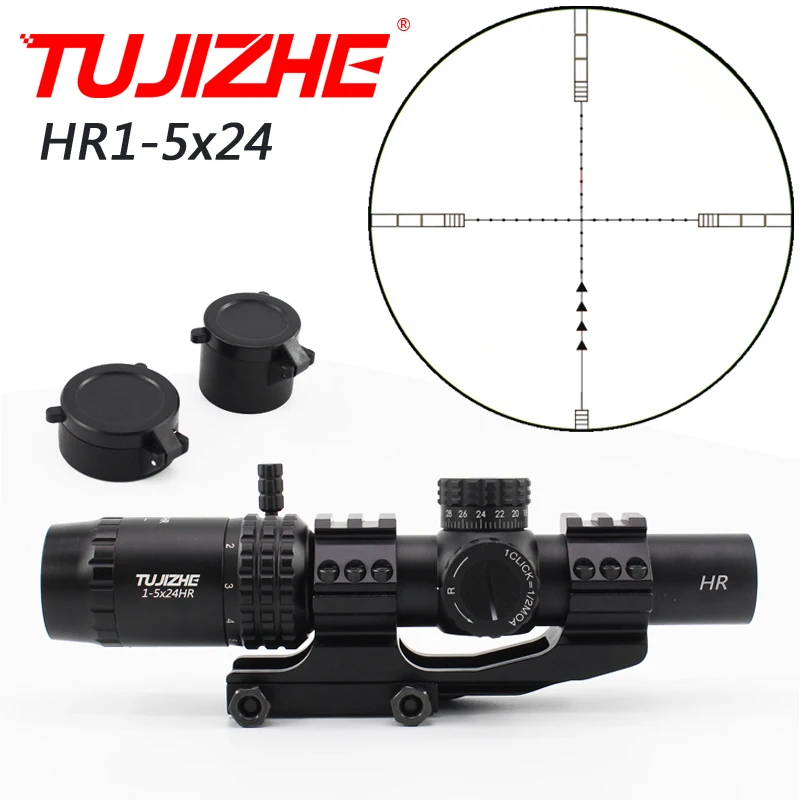 TUJIZHE1-5x24HR Hunting Scope Riflescope Thin-wall Effect  Large Field of View  Mil Dot Reticle Airsoft Sights