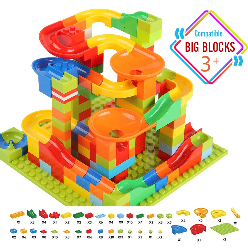 

165-330 PCS Marble Race Run Building Block Compatible Blocks Funnel Slide Bricks Toys For Children