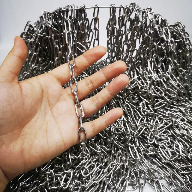 100 Meters Ordinary 304 Stainless Steel 2mm Diameter Long Link Chain Lifting Chain Industry Welded Binding Chain