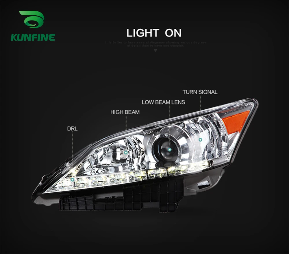 2x Car Headlight Assembly For Lexus ES350 2010-2012 LED Dynamic Turning Signals Plug and Play Head Lamp DRL Headlights