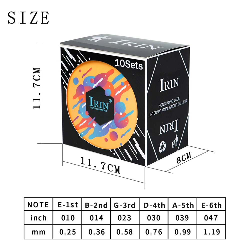 10 комплектов струн IRIN, 1-6 струн из фосфорной бронзы и нержавеющей стали, струны для акустической народной гитары, аксессуары для музыкальных инструментов