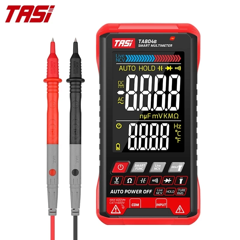 TASI TA804AB DIGITAL MULTIMETER Professional Auto Tester Multimeter HD Color Screen Ultrathin Intelligent OHM NCV Voltage Meter