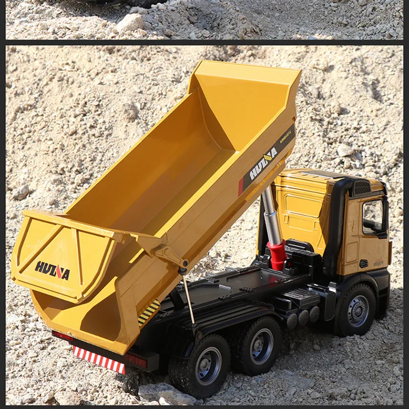 High Simulation Dump Truck Electric Alloy 10CH 10KG Loading RC Dump Truck Flash Light Music Engineering Vehicle Large Size Cars
