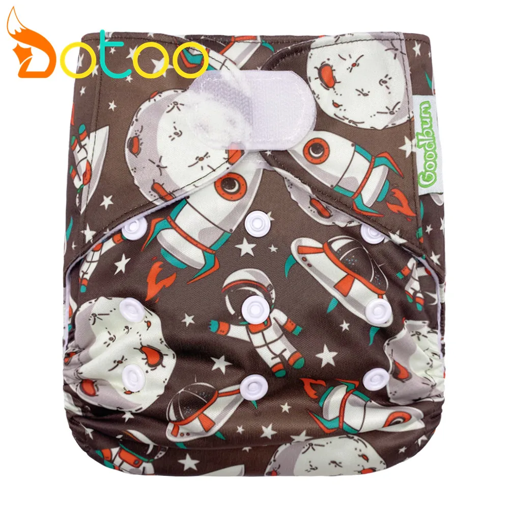 

Dotoo Astronaut And Rocket Hook Loop Cloth Diaper Washable Adjustable Nappy For 3-15KG Baby