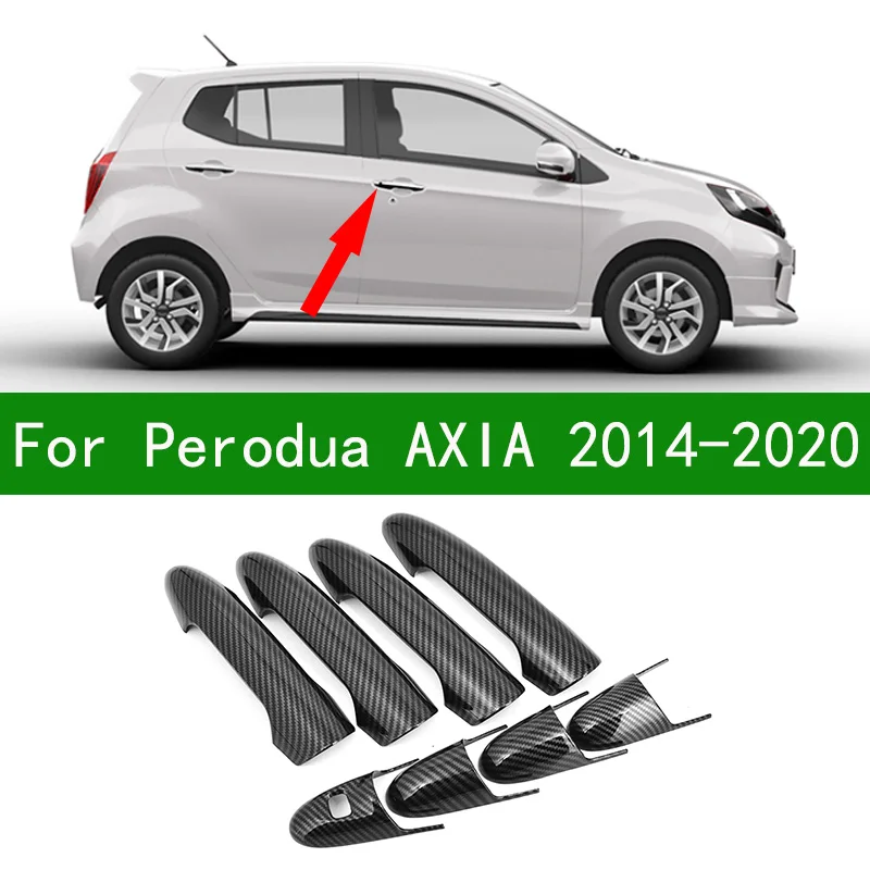 

Внешнее украшение для Perodua AXIA 2014-2020 черное карбоновое волокно с узором, накладка на дверные ручки автомобиля 2015 2016 2017 2018 2019