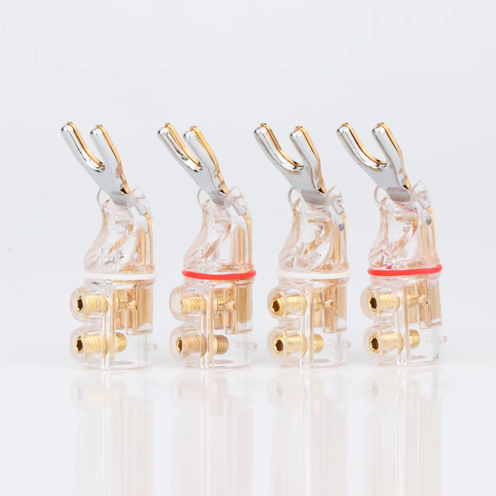 4Pcs SY1524(G) WBT Style Hifi Audio Gold Plating Y Spade Connector Plug Terminal Plugs For HIFI Audio Loudspeaker Cables