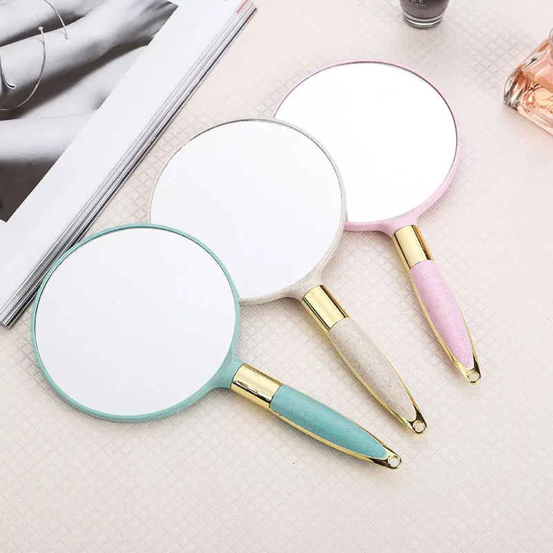 High definition handle make-up mirror hand held beauty dressing portable European retro mirror