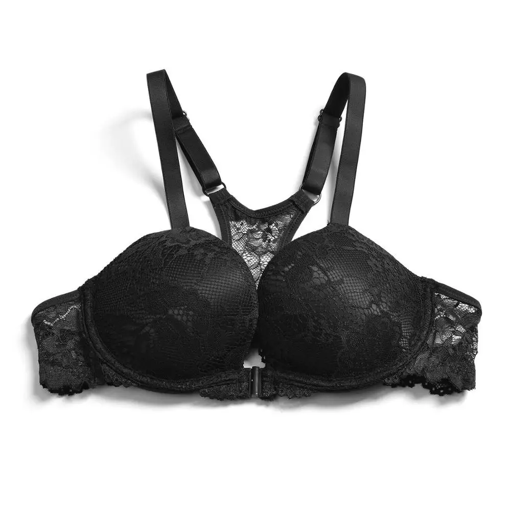 New Lace Sexy Bras Push Up Lingerie Women Underwire Brassiere A B C D DD E Cups Front Closure 65 70 75 80 85 90 95 100 Quality