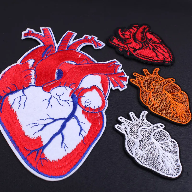 

Heart Patches Anatomical Stripe Badge Iron on Embroidery Patch for Backpack Stickers on Clothes Iron on Tactical Skull Patches