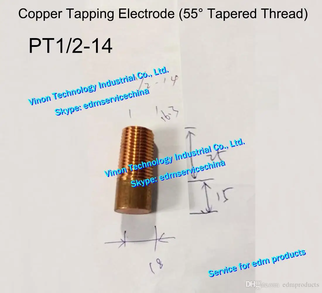 (5PCS) BSPT 3/8-19 Copper thread electrode (55° Tapered Thread) edm spark tapping electrode copper,British Pipe Thread Electrode