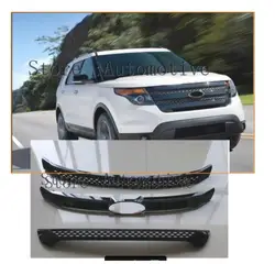 For Ford Explorer 2011 2012 2013 2014 ABS Chrome Front Center Grille Grill Cover Trim 3pcs/set