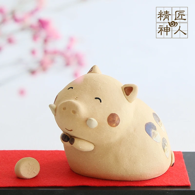 Spot handmade coarse TaoXiaoMeng pig zodiac furnishing articles imported from Japan for healing of birthday gift