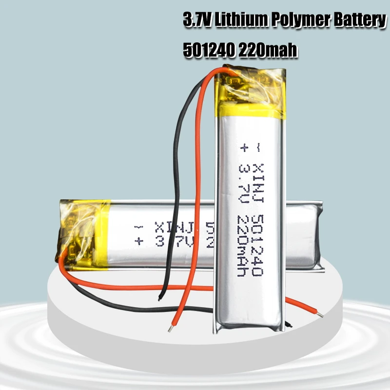 3.7V 220mAh 501240 Battery Li-Polymer Rechargeable Battery 501240 Li Po Lithium Cells for GPS Bluetooth Earphone MP3 MP4 051240