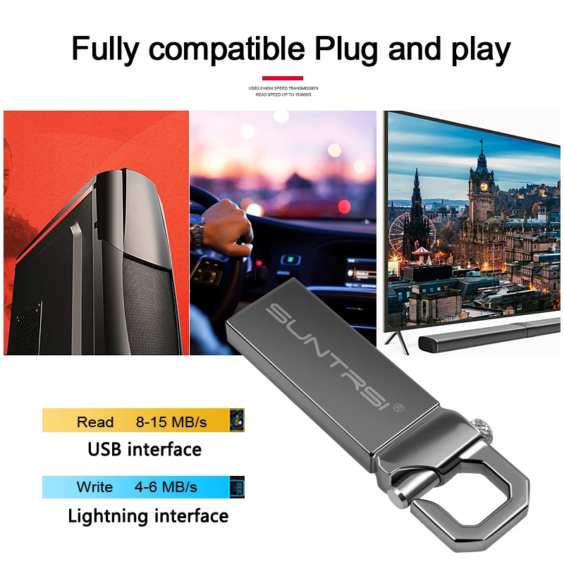 Suntrsi Usb Fash Drive 128GB 64 GB 32GB pen drive 64 gb флешка flash drive wodoodporny srebrny złoty u pamięć dysku cel pamięć usb