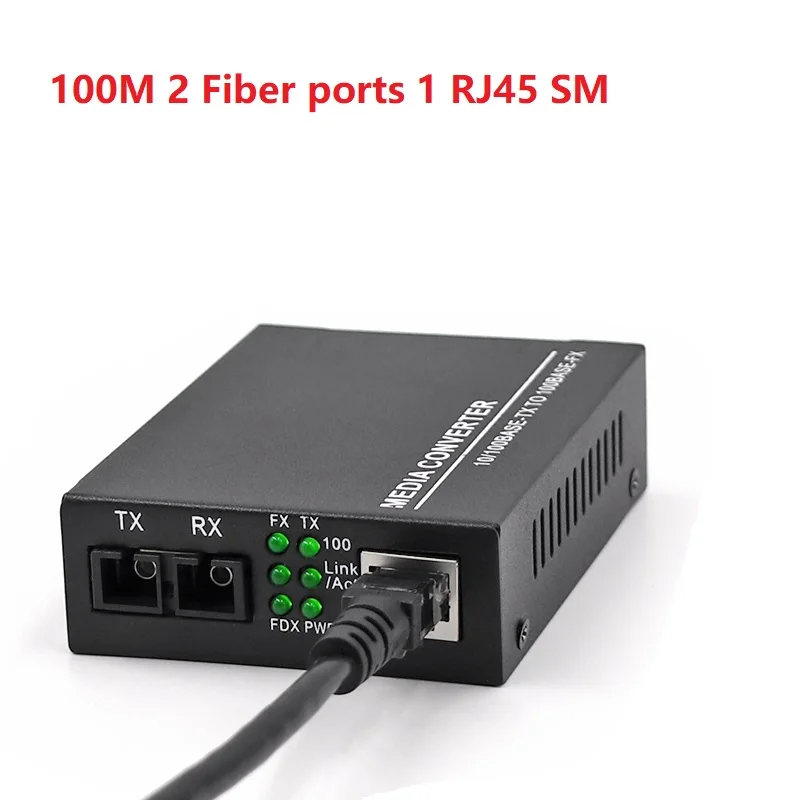 Single/Multiple Mode Dual Fiber /2 port 100M Fiber transceiver converter Fiber Optical Transceiver  Fiber Media Converter 1RJ45