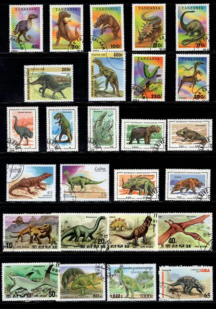 50 PCS / Lot Prehistoric Animal Dinosaur No Repeation From World Unused With Post Mark Collectible Postage Stmaps Collecting