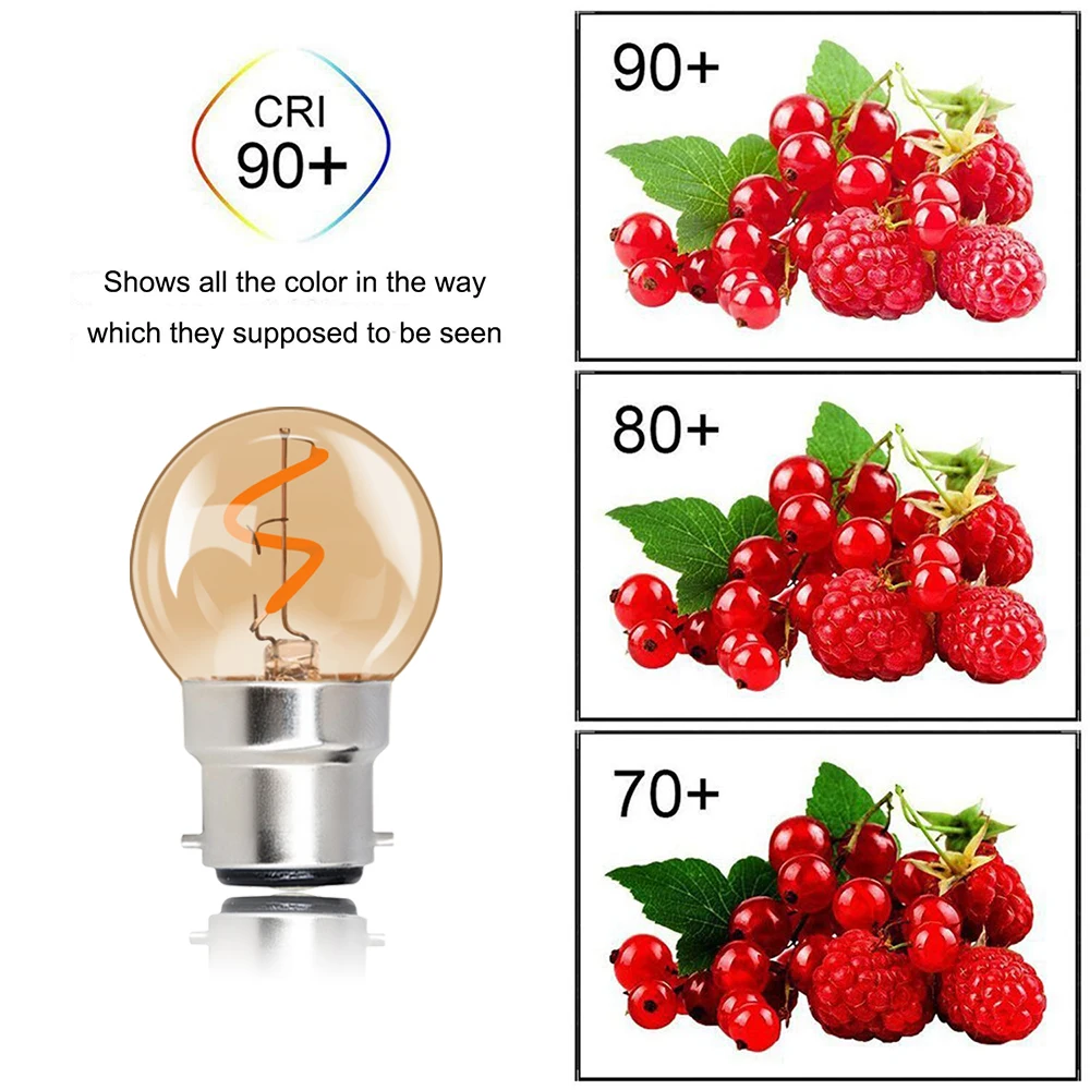 Spiral Filament Led Dimmable  Light Bulb G40 B22 Bayonet Cap Energy Saving 1W (Equivalent 10W) Led Lamp 2200K Golf Led Bulbs