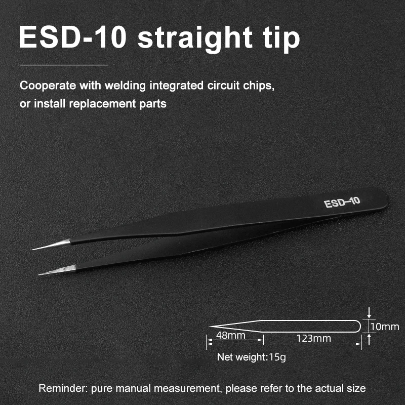 ESD ST Anti-static Stainless Steel Tweezers Maintenance Tools Industrial Precision Curved Straight Tweezers Repair Tools