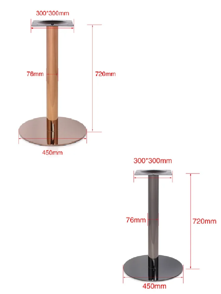 Aço inoxidável banhado a ouro pé de mesa rosa ouro titanium preto suporte de mesa porão