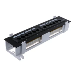 12 Port CAT6 Patch Panel RJ45 Networking Wall Mount Rack Mount Bracket Wall-Mount Space Saving