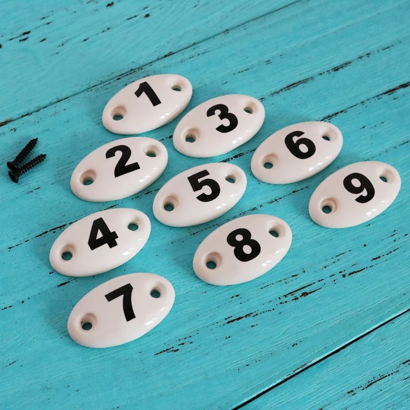1x Ceramic Number Plate Sign Cabinet Multi-function Distinction Mark Arabic Numerals Handle