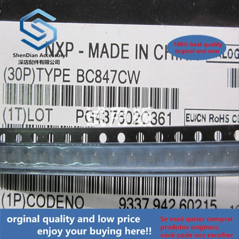 50pcs 100% orginal new best quality BC847CW SOT323 Silkscreen 1Gt NPN 100mA 45V SMD Transistor