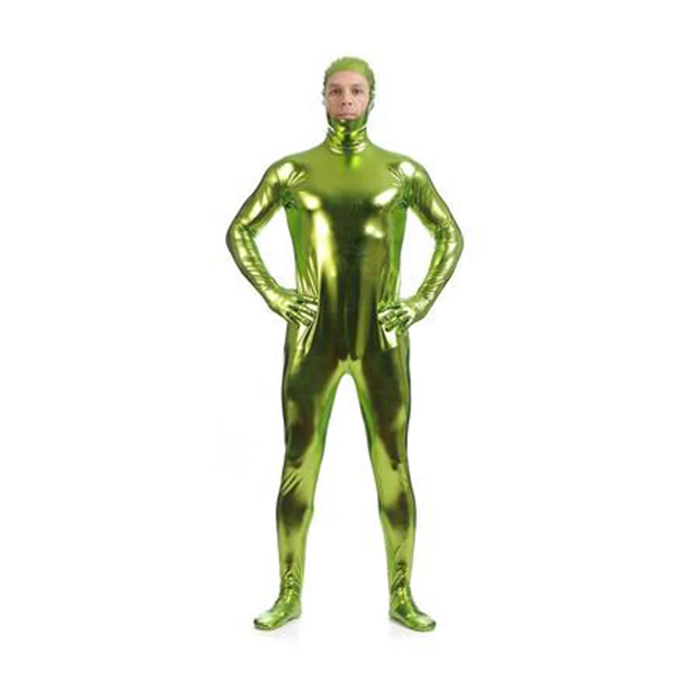 Gratis Verzending Shinny Lycra Zentai Bodyskin Suit Catsuit Douane Crotch Rits Partij Costums Op Maat Gemaakt Voor Plus Size