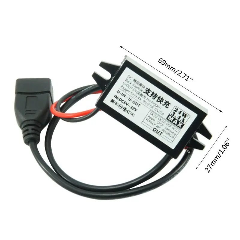 DC-DC Converter Module input 6V~32V to 5V~12V 24W(Max)USB Step Down Power Output Adapter Car Potting Waterproof Power