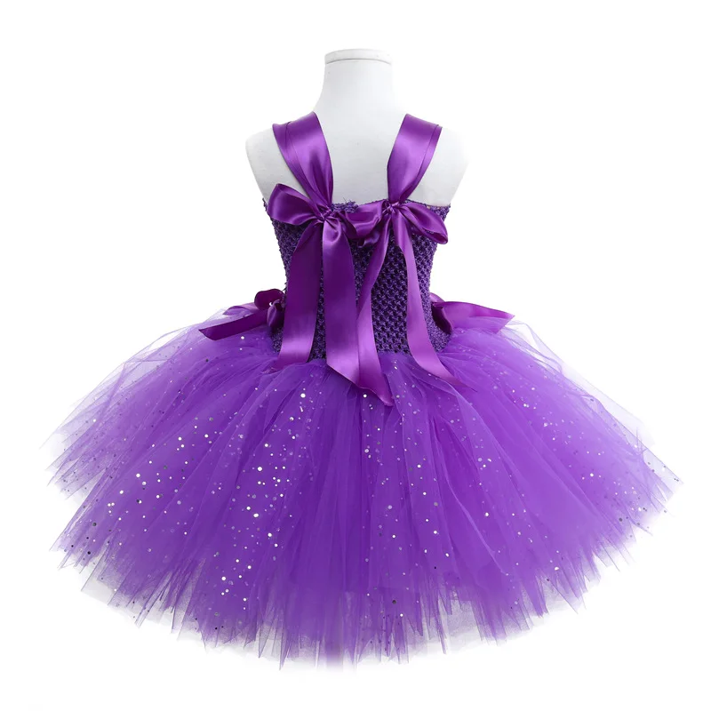 Girls Sequin Butterfly Fairy Costume Christmas Kids Birthday Party Purple  Mesh Tutu Dresses Halloween Princess Cosplay Costume