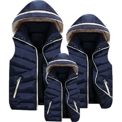 Parent-Child Matching Outfits Hooded Child Waistcoat Cotton Baby Girls Boys Vest Kids Jacket Children Outerwear For 100-180cm