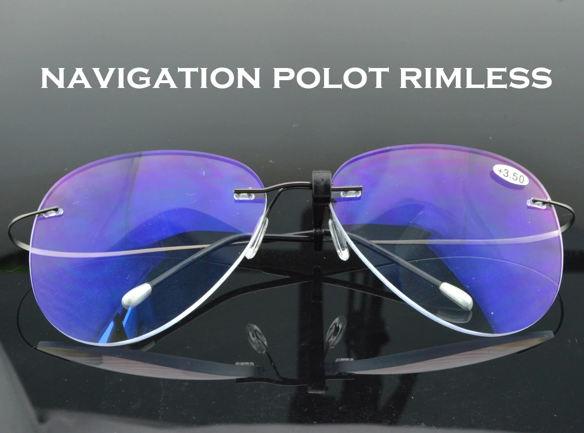 Large Frame Pilot New B Titanium ONLY 2G Ultra-light elasti MEN WOMEN Rimless READING GLASSES +0.75 +1 +1.25 +1.75 to +4