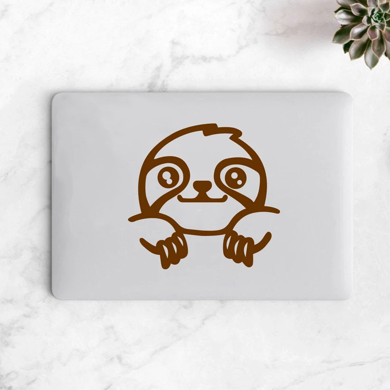 Cute Sloth Vinyl Car Sticker Decor , Funny Animals Sloth Laptop Decals for Apple MacBook Air / Pro Decoration