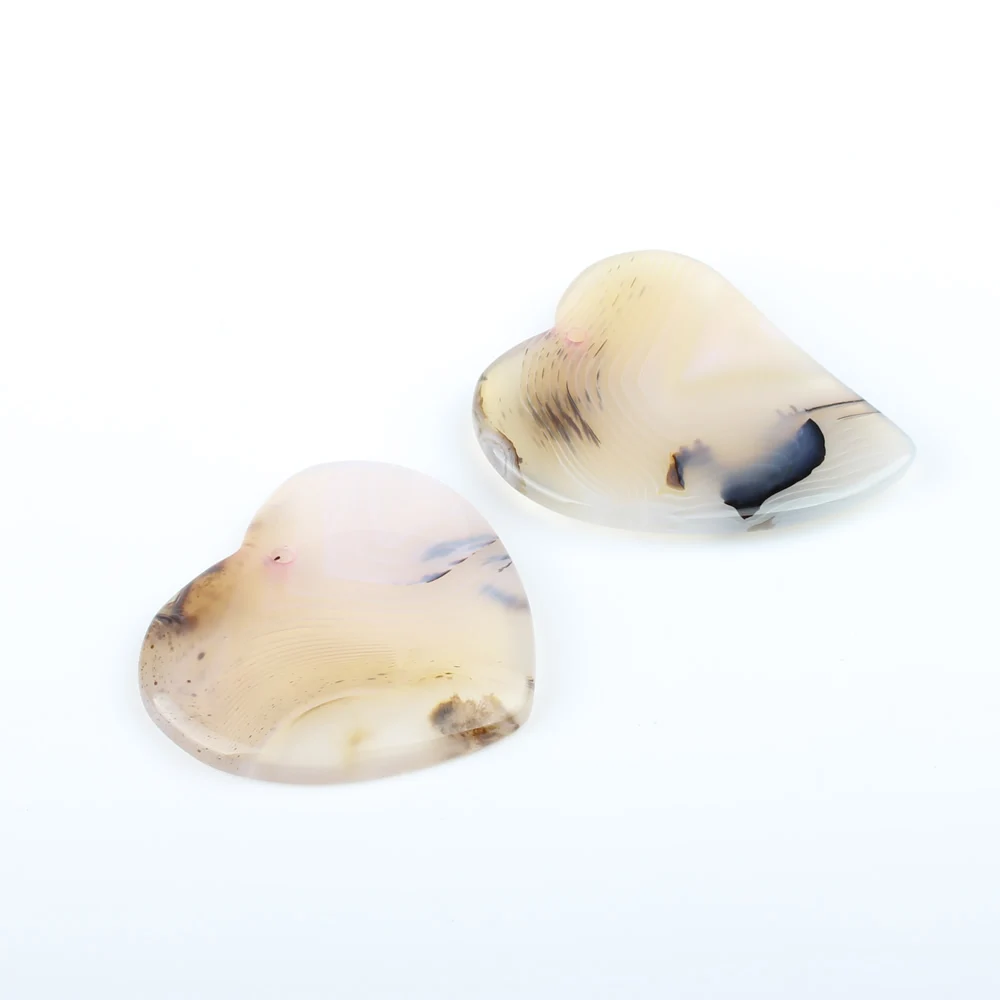 5pcs / Bag Natural Stone 23 * 45 * 7mm-40 * 37 * 6mm Heart Pendant Jewelry Making DIY Necklace Bracelet Jewelry Accessory