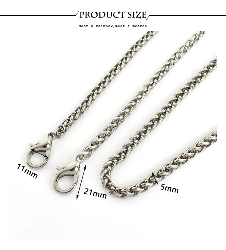 Deepeel 5mm Metal Bag Chain 50/100/110/120cm for Replace Shoulder Handbag Luggage Strap Handle Buckles DIY Handmade Accessories
