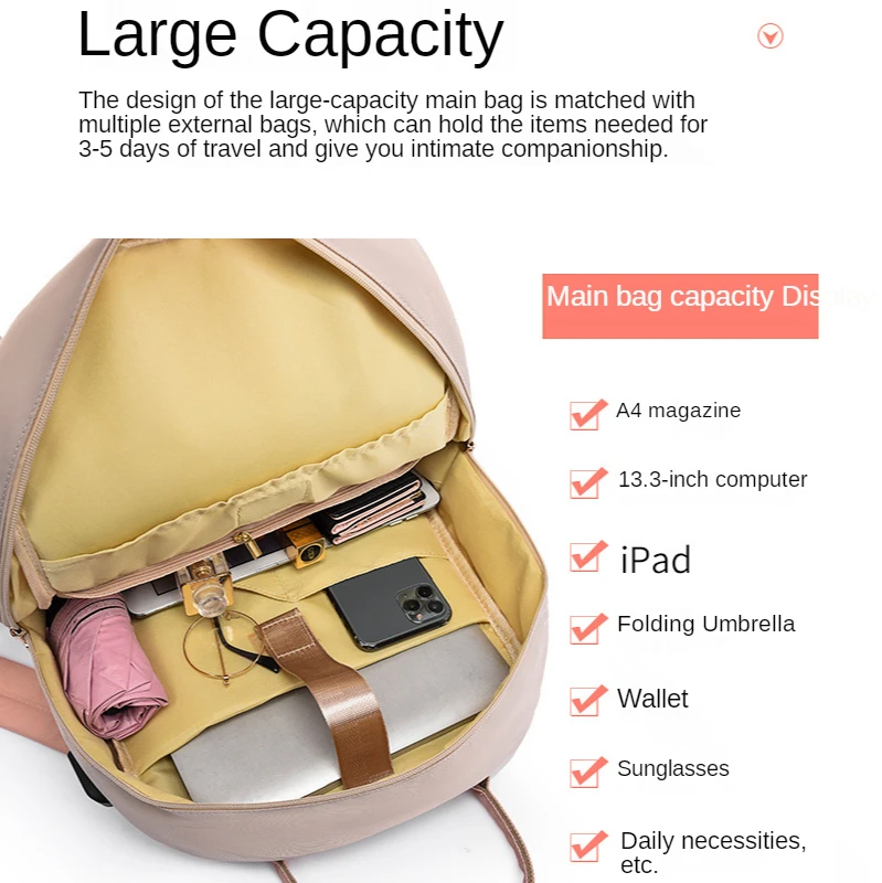 Large Capacity Laptop Bag 13.3 14 15.6 inch Fashion Women Backpack Canvas Rucksack Vintage Travel Bags with USB Charging Port