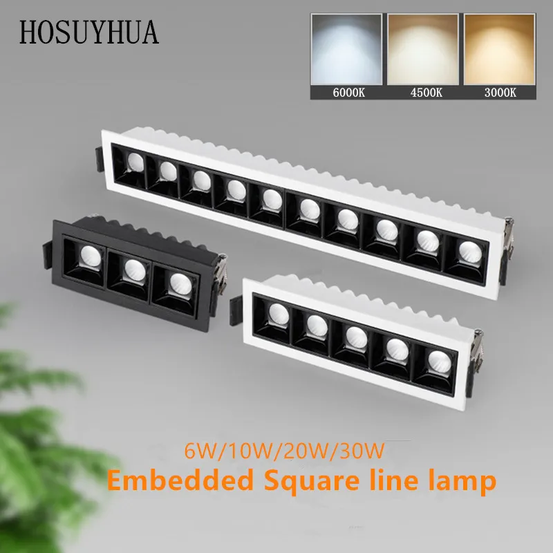 

LED Downlights 10 Heads LED Spot Super Bright Recessed Square 6W 10W 30W LED Spot Light LED Decoration Ceiling Lamp Black White