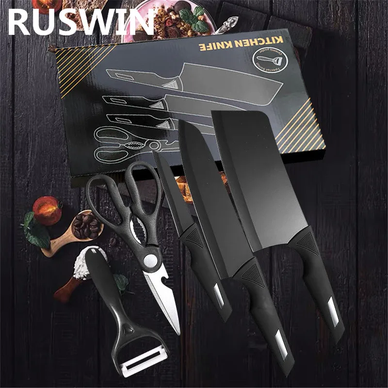 

Stainless Steel Knife Set Slicing Fruit Chef Chopping Knife Cooking Knife Peeler Scissors 5 Piece Set Kitchen Gift Box Knife Set