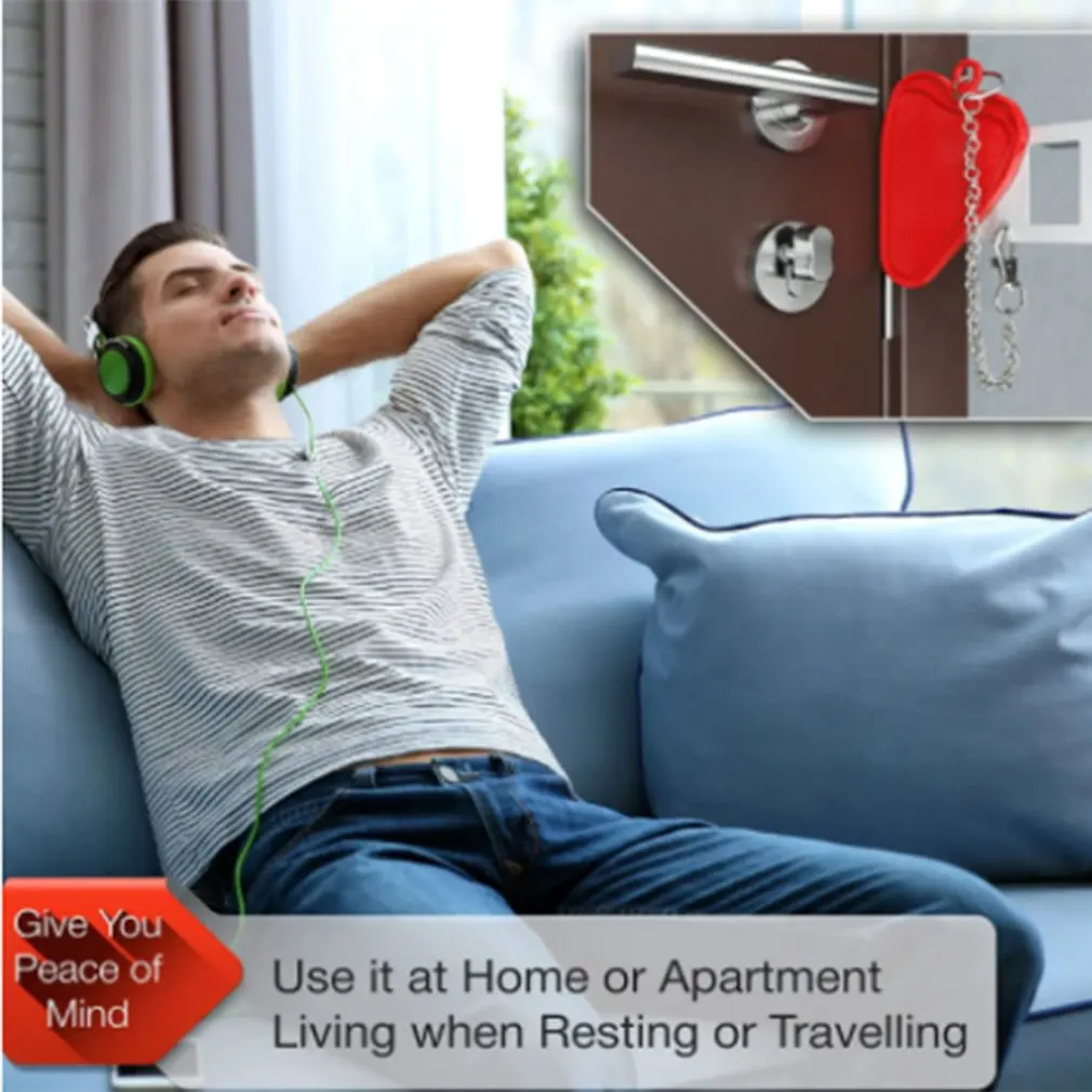 Portable Door Lock Lockdown Double Hole Security Lock Door Extra Lock Inside Door Locker Security Devices