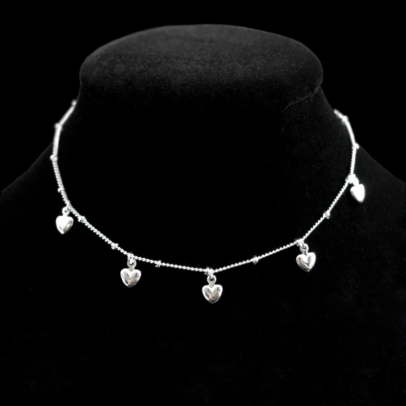 New Fashion 925 Sterling Silver Simple Exquisite Heart Pendant Anklets Women Jewelry Birthday Gift Summer Foot Chain Bracelets