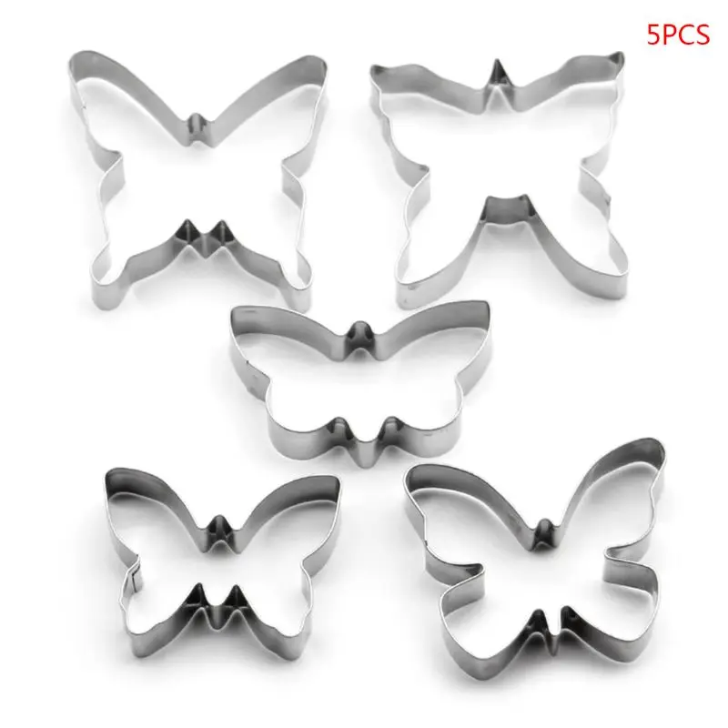 5 Pcs Easter Butterfly Cookie Cutter Different Shapes Stainless Steel Biscuit Cutters Baking Kitchenware