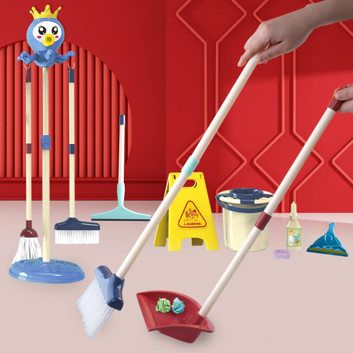 Children's Educational Simulation Play House Toy Boy and Girl Training Cleaning Tool Set Top Stuff Things for Cleaning for Kids