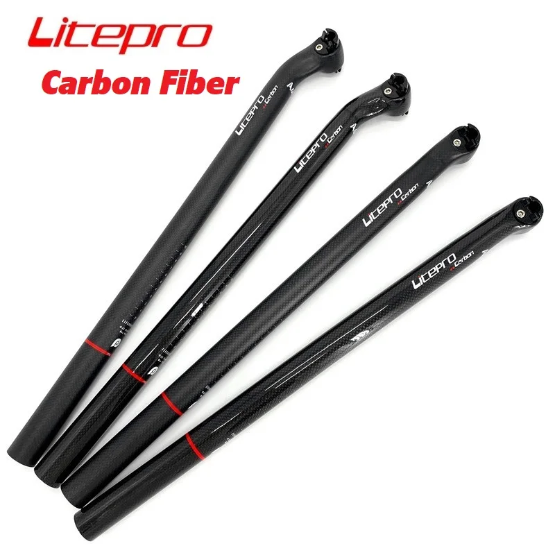 

Litepro A68 Carbon Fiber Seatpost 33.9mm 580mm Offset 5/25° Matte Gloss Black BYA412 Folding Bike Seat Post