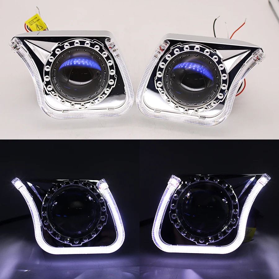 TAOCHIS YT140 3.0 inches bi xenon LED projector lens shroud DRL car headlights angel eyes white red blue yellow color