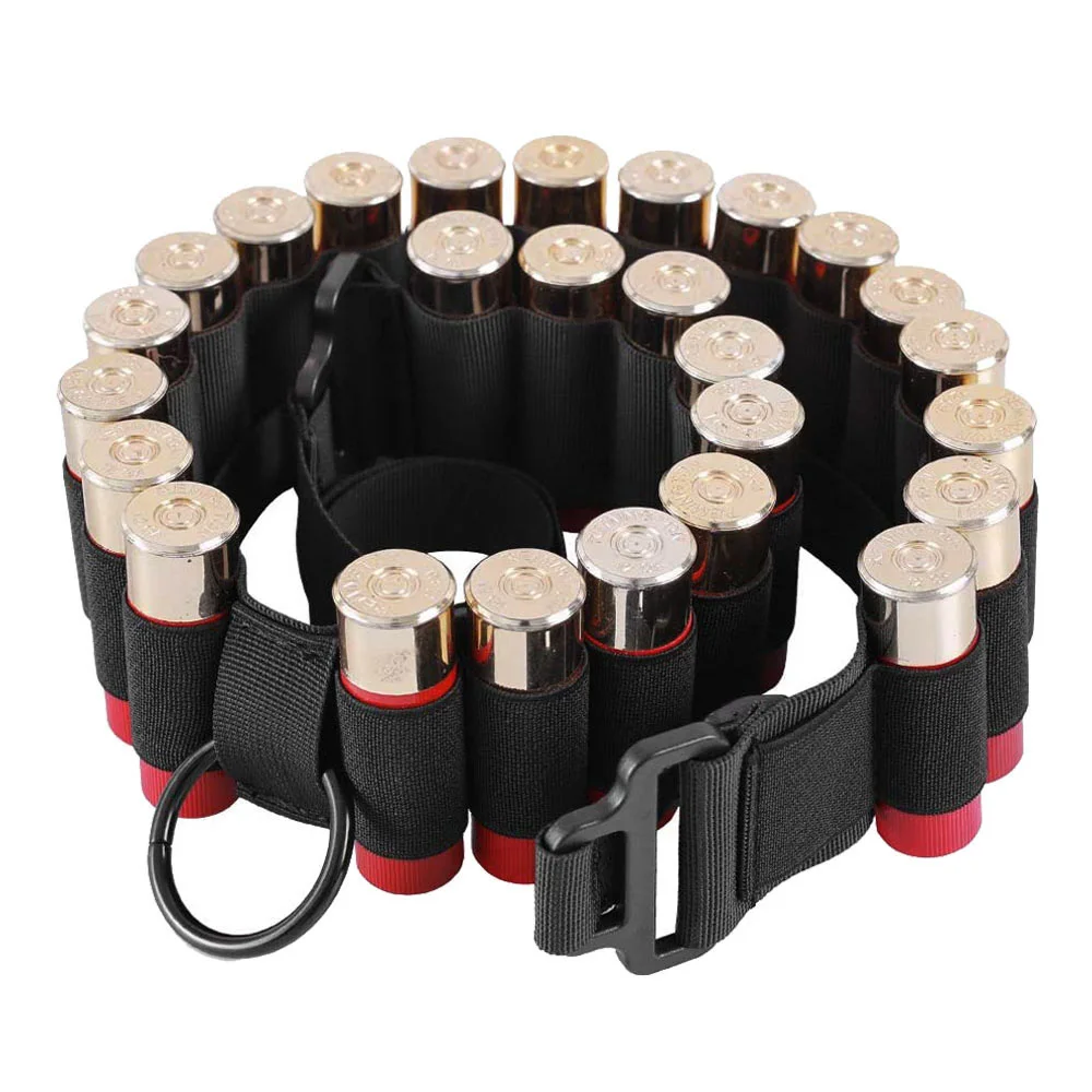 25 Rounds Ammo Shell Holder Belt 12GA Ammo Pouch Rifle Shotgun Cartridge Belt Ammo Holder Waist Bullet Cartridges Holster Shoot