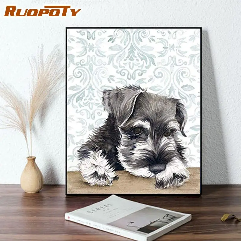 

RUOPOTY Animals Dog Modern DIY Painting By Numbers Acrylic Paints 40*50 Oil Painting Handiwork