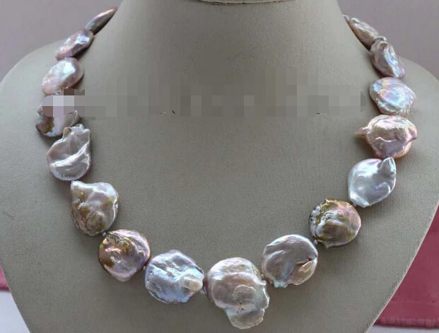 

free shupping 18" Genuine Natural 16-23mm Purple Reborn Keshi Pearl Necklace