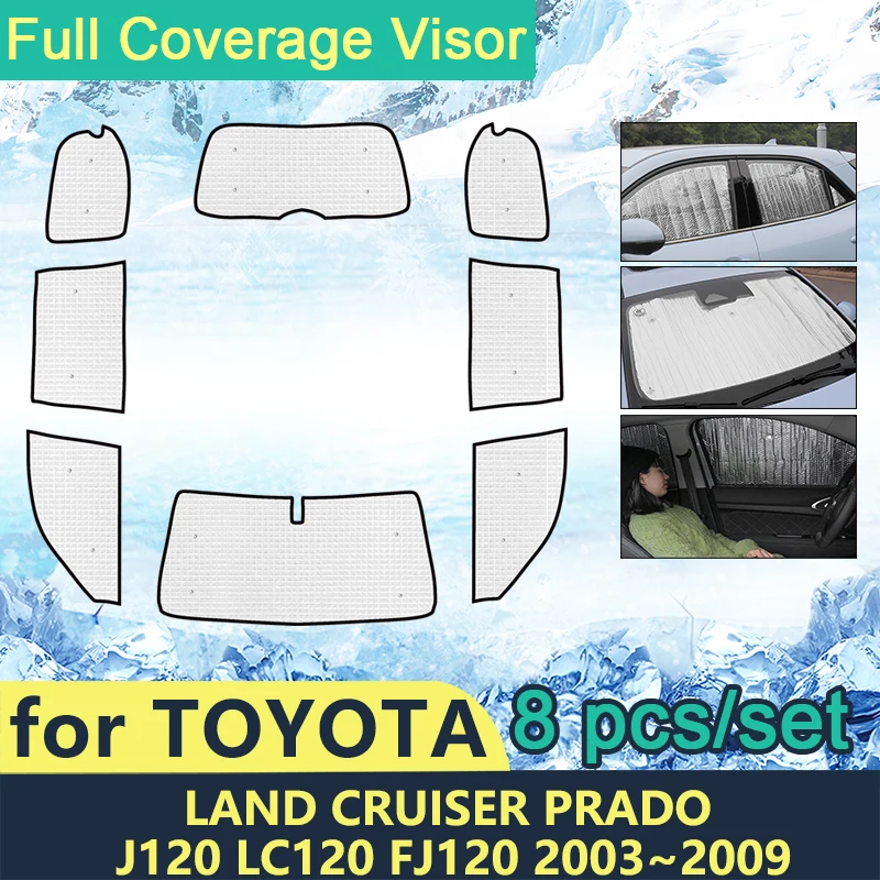 

Full Cover Sunshades For Toyota Land Cruiser Prado J120 LC120 FJ120 2003~2009 Car Sun Windshields Side Window Visor Accessories