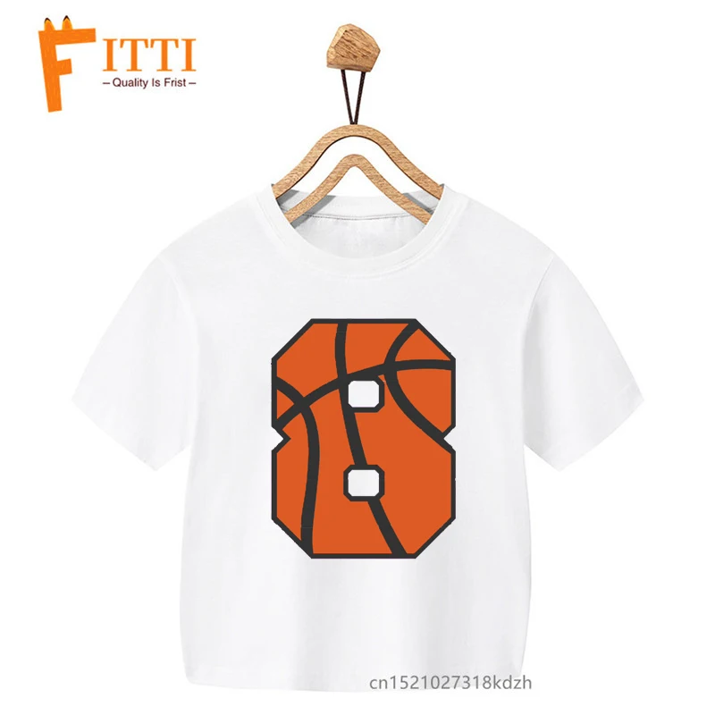 Basketball Birthday numbers Flower Print Girl White T-shirt Kid Summer Kawaii Funny Clothes Little Baby Y2K Clothes,Drop Ship